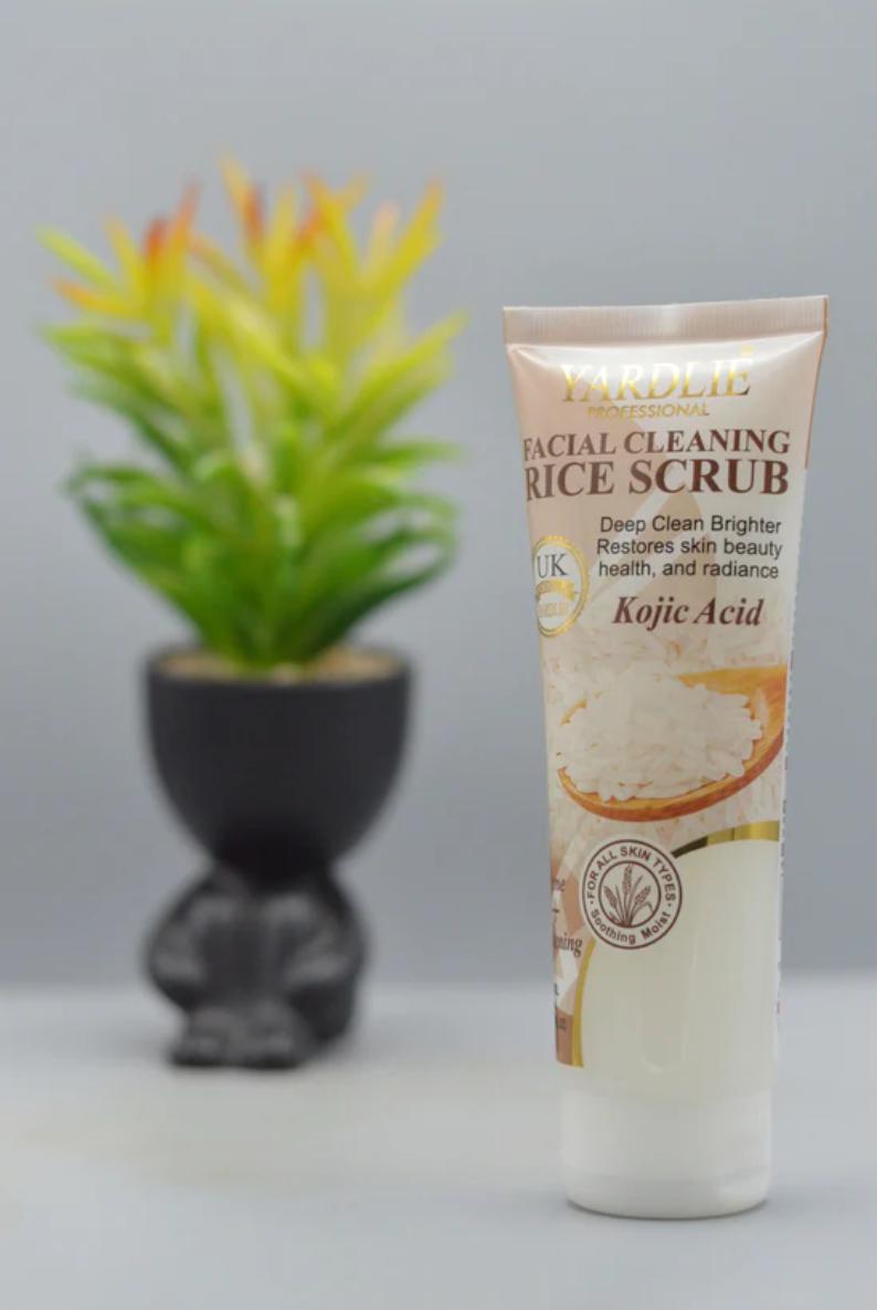 Yardlie Facial Cleaning Rice Scrub with Kojic Acid – Exfoliate & Brighten Your Skin (150ml)