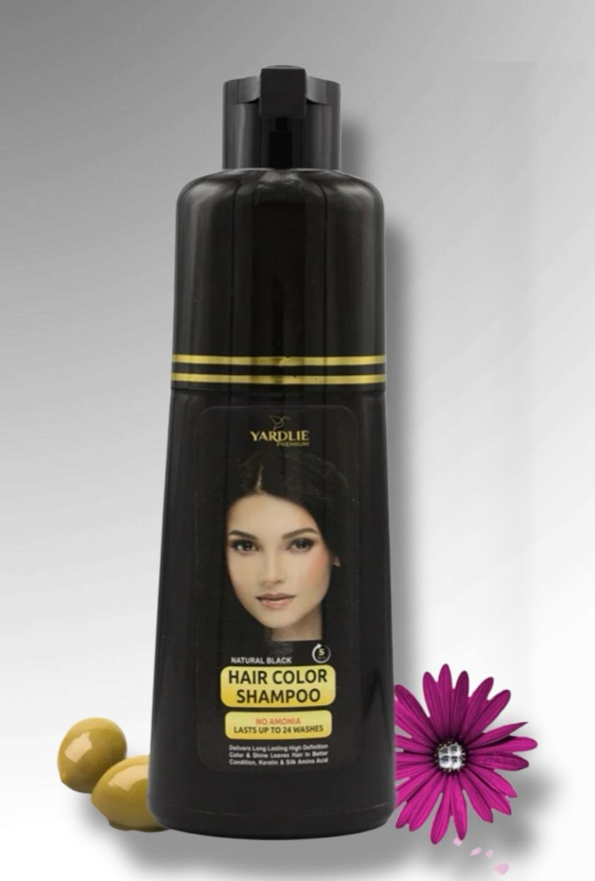 Yardlie Premium Natural Black Hair Color Shampoo UK Based Formula 200ml.